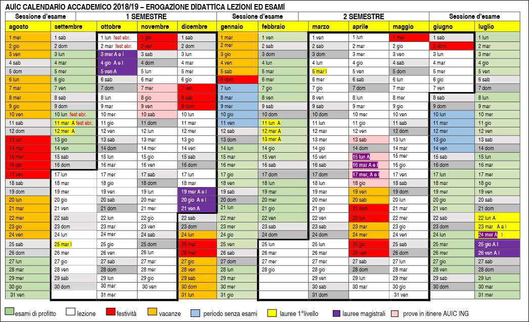 Academic Calendar Architecture 2018 2019